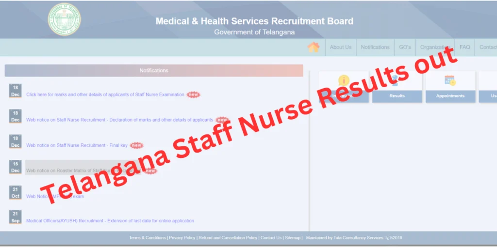 Telangana Staff Nurse Results