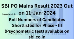 SBI PO Mains Result