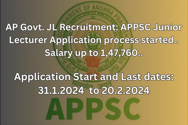 AP Govt. JL Recruitment: APPSC Junior Lecturer Application process started.. Salary up to 1,47,760..