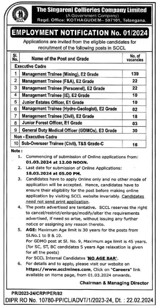 Singareni Collieries Jobs: Notification Released for filling 272 jobs in Singareni, details as follows! 2 image 8